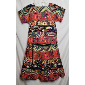 Vintage Skirt Blouse 2 PIece Outfit Prophecy Petites Multicolor African Print Si